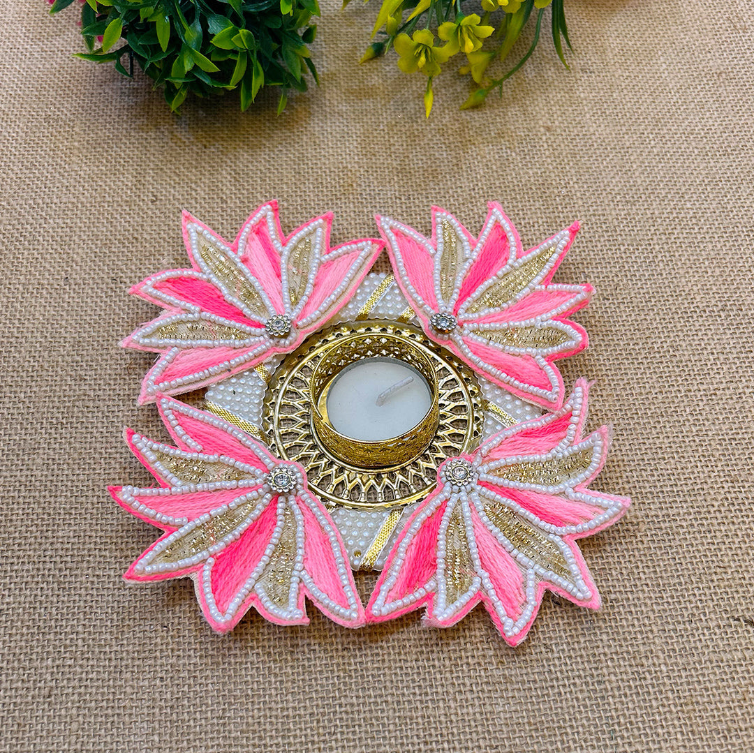Pink Lotus Decorative Rangoli T-light – Diwali & Festive Home Decor