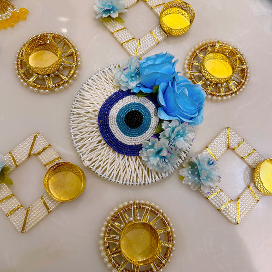 (Set of 7) Evil Eye Rangoli Set – Festive Floor Decoration for Diwali, Home & Office Decor