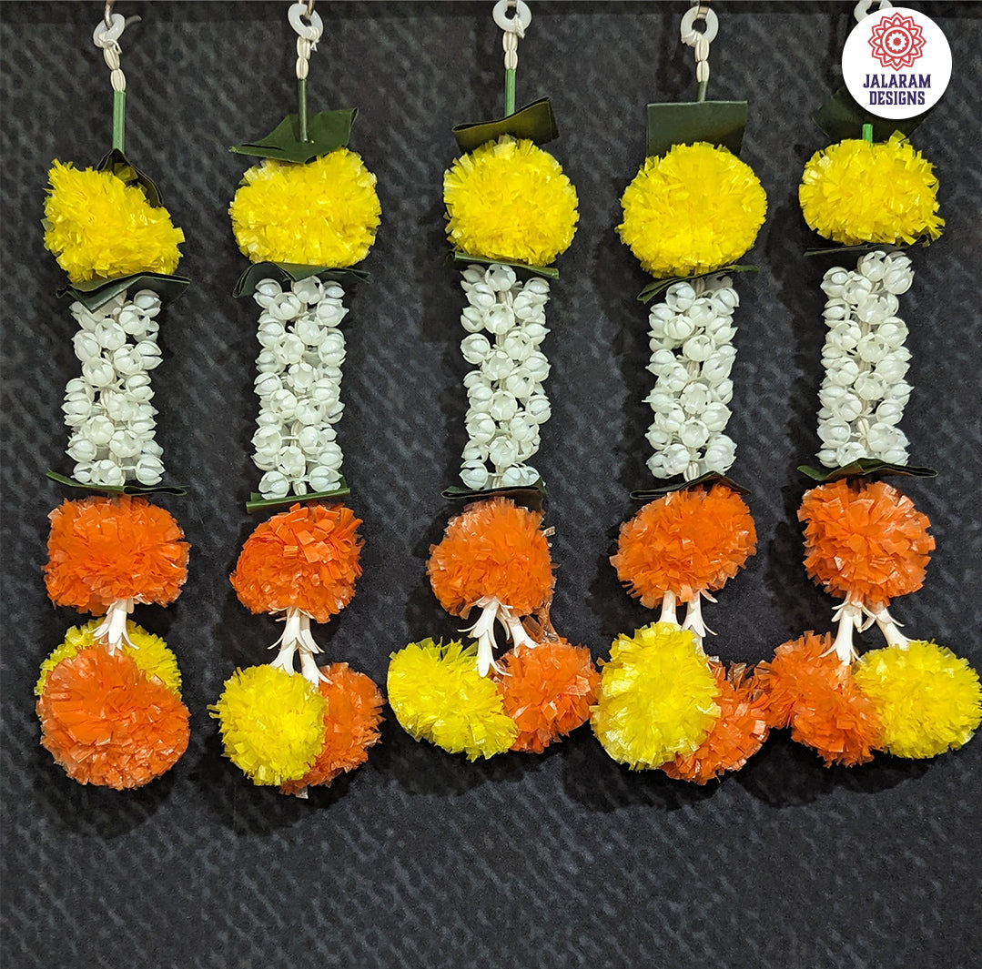 Yellow-Orange Marigold Mini Garland (Pair)