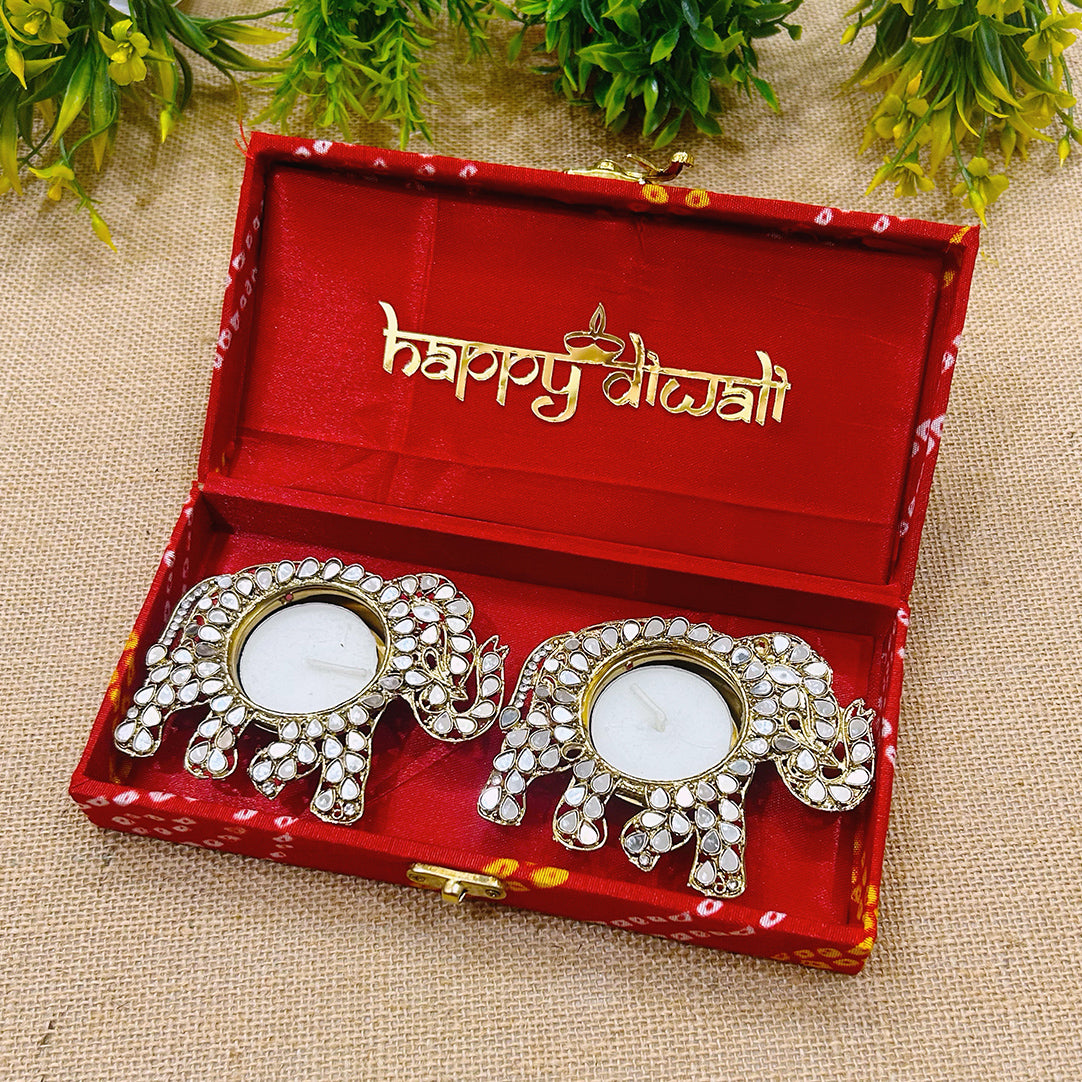 Diwali Hamper 2 | Elephant Mirror Diya Diwali Hamper