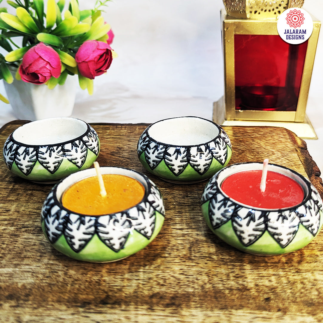 Blue Pottary Matki Diya (Green) - Single Piece