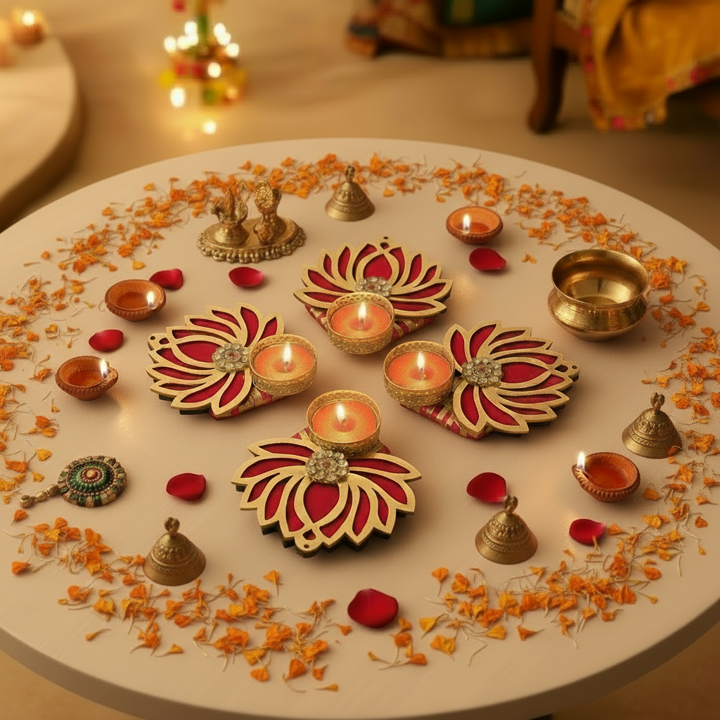 (Set Of 5) Lotus Ring Tea-Light