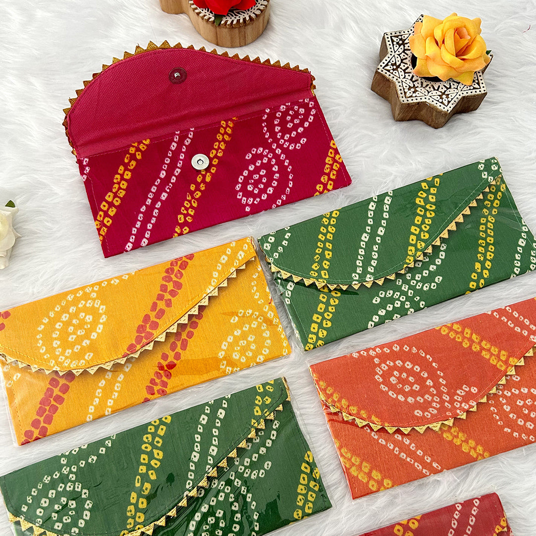 Traditional Bandhej Gifting Envelope | Return Gift envelope for Wedding, Haldi, Mehndi, Diwali | Indian Favor Bag |Festive Gift Bag