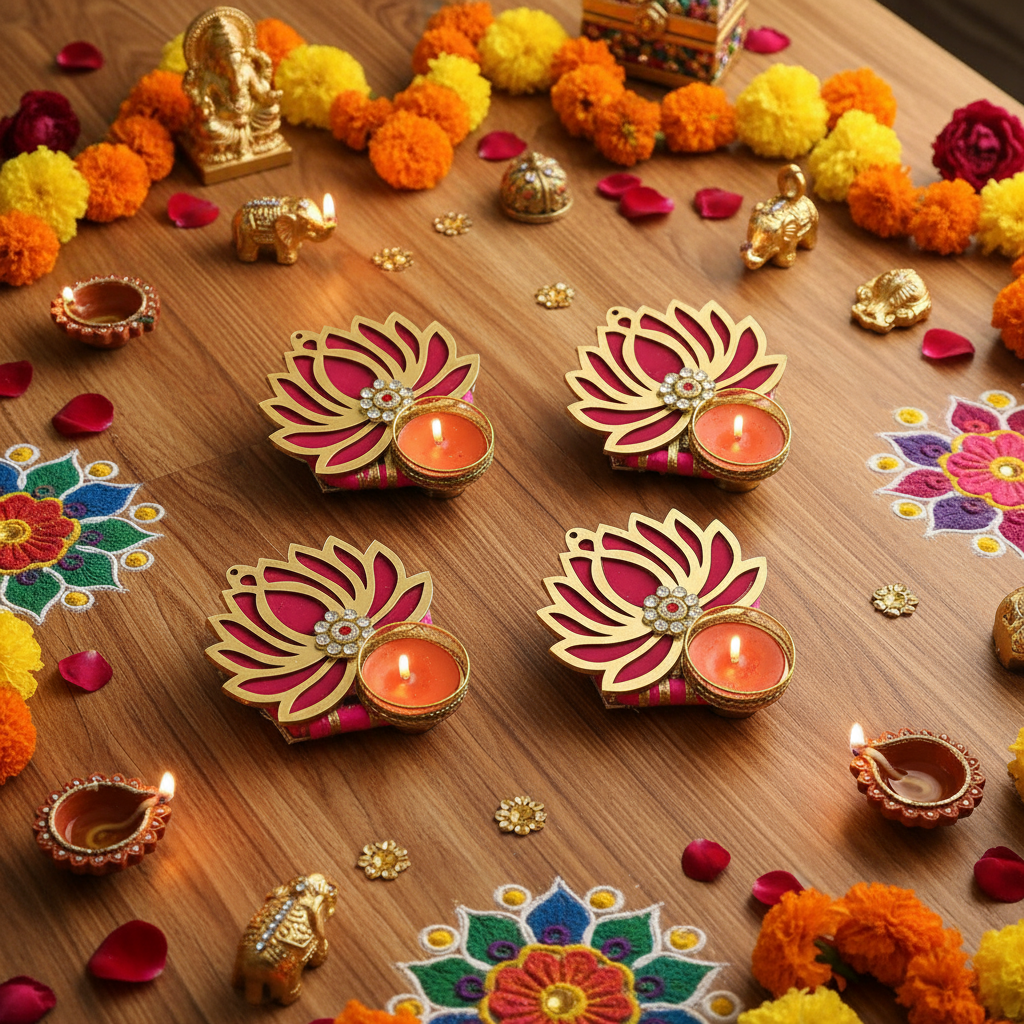 (Set Of 5) Lotus Ring Tea-Light