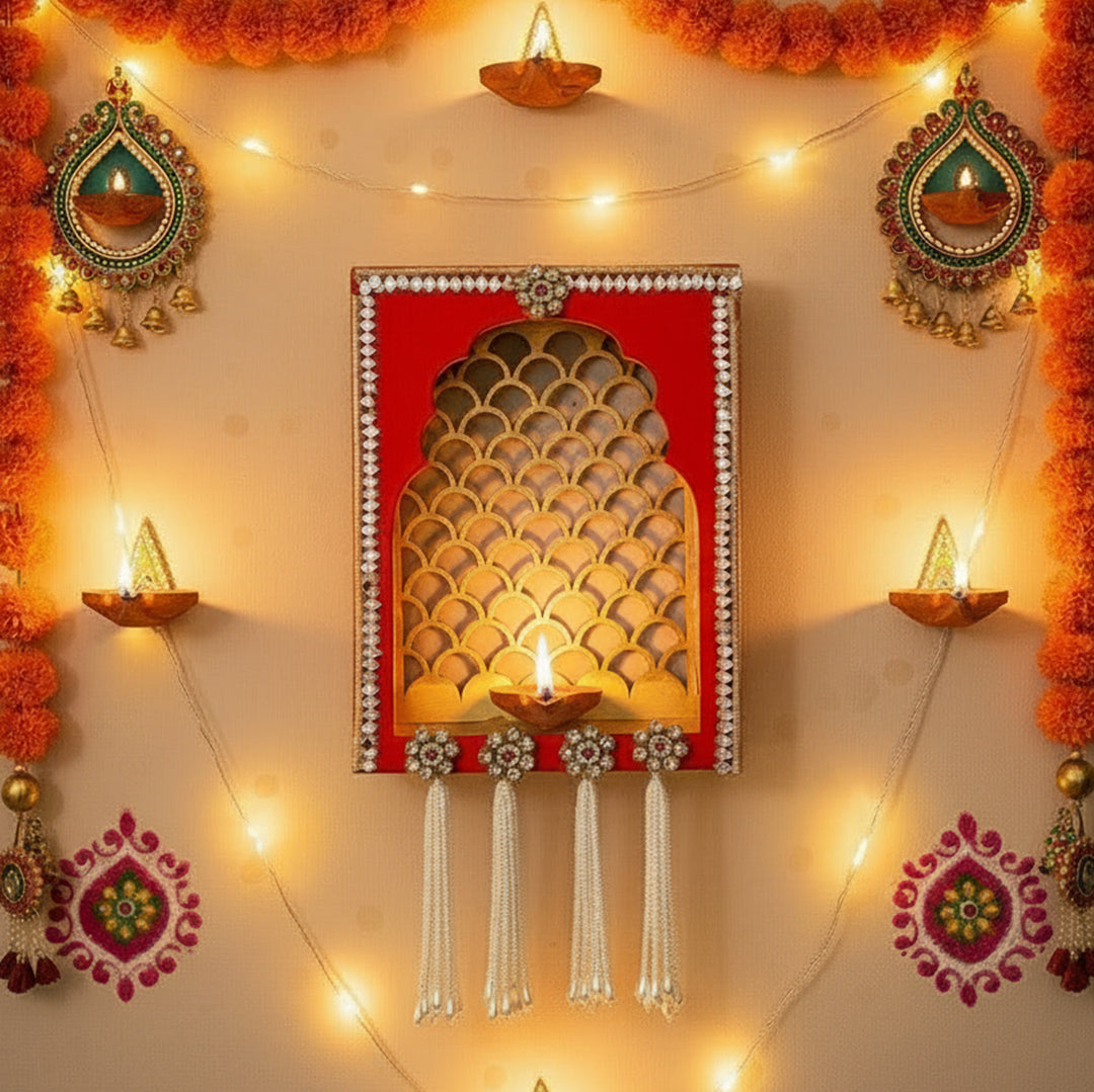 Decorative Wall Jharokha for Diwali Decor | Traditional Indian Wall Art Frame
