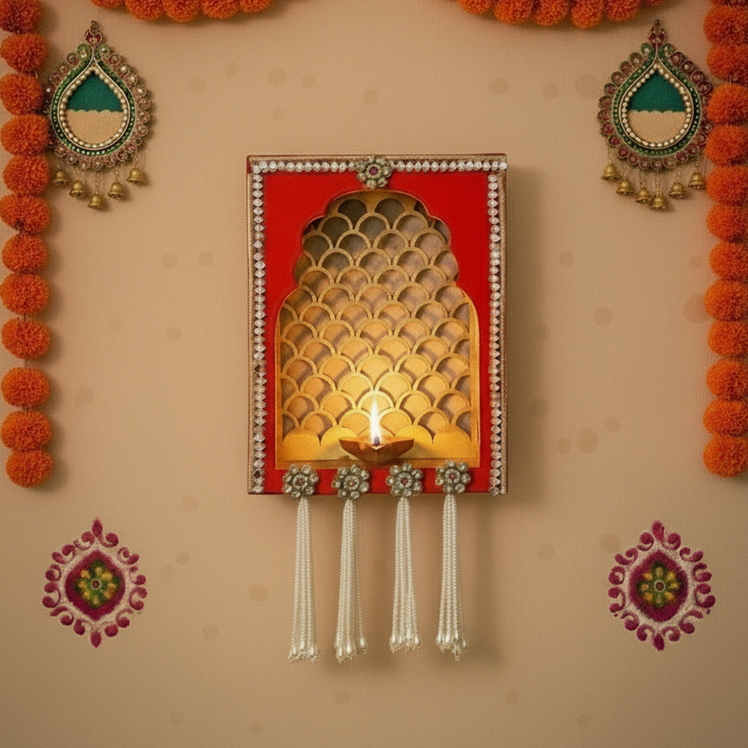 Decorative Wall Jharokha for Diwali Decor | Traditional Indian Wall Art Frame