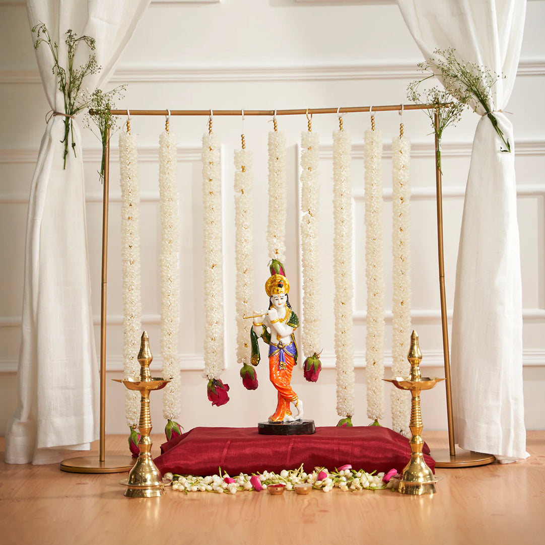 Square Backdrop Stand for Wedding, Ring ceremony, Birthday, Baby Shower, Diwali, Ganpati , Janmashtami, Laxmi Pooja