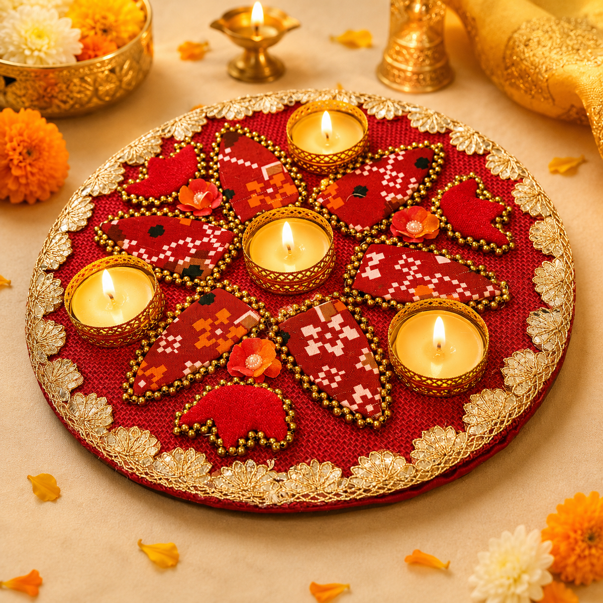Flower Diya Platter