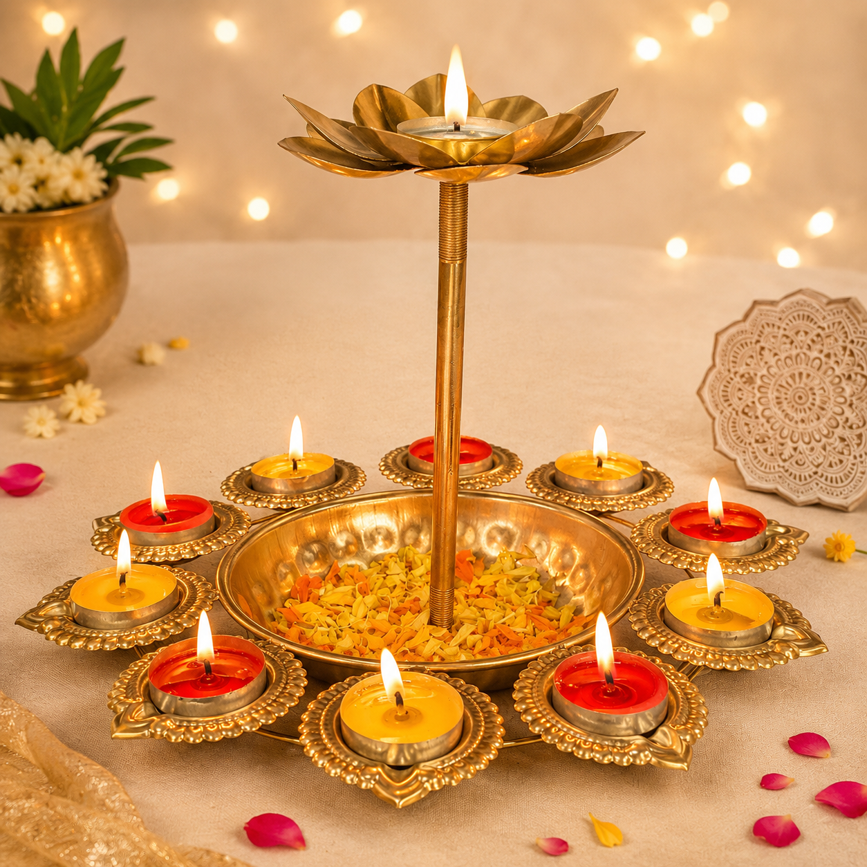 Diya Urli With Tea Light Holder
