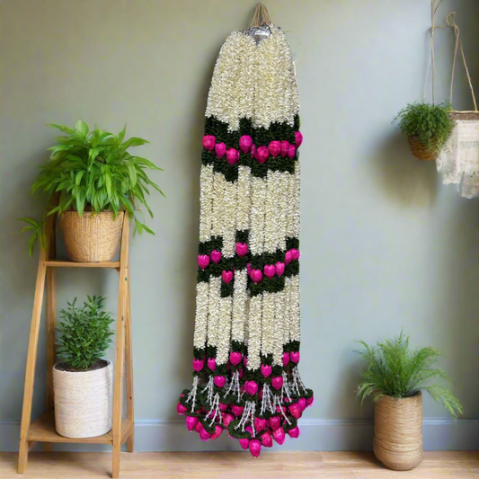 Lotus And Gajra Flower Strings : 5 ft (Pair)