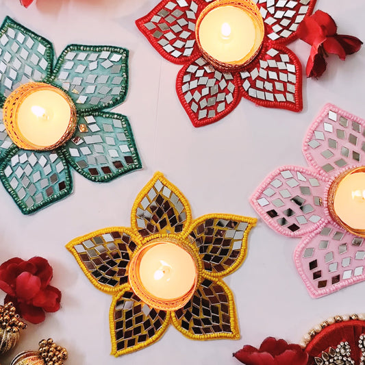 (Set Of 2) Flower Patch Diya