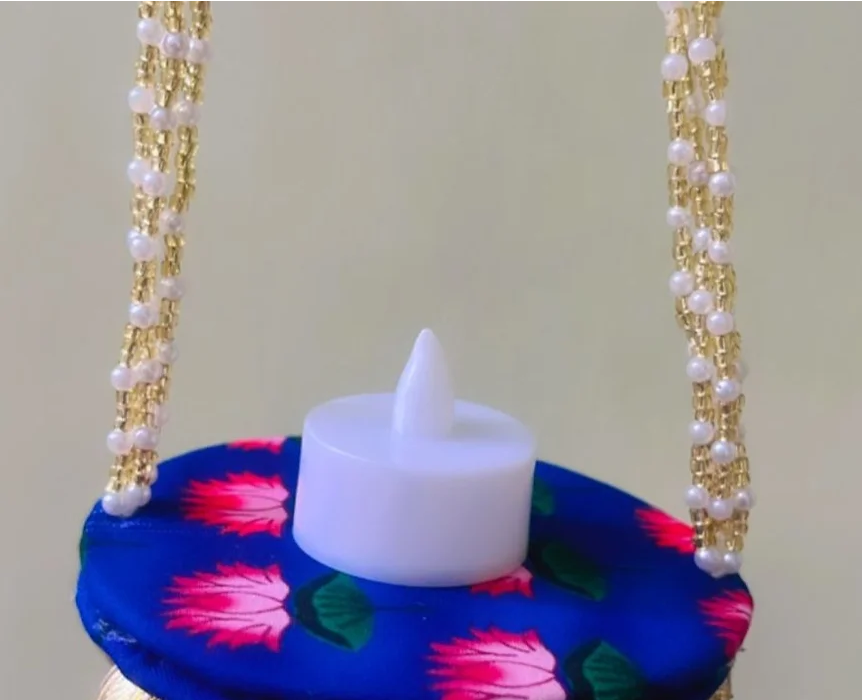 Blue Lotus Pichwai Mini Lantern (set of 2)