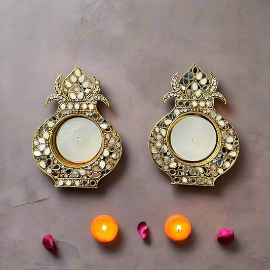 (Single) Metal Kalash Shape Mirror Tea Light