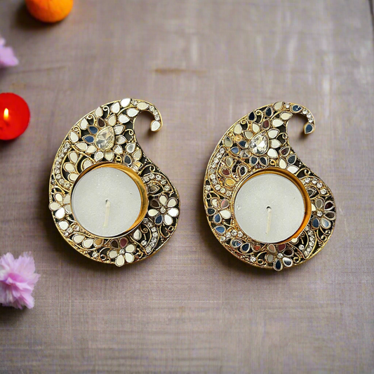 (Single) Metal Mango Shape Mirror Tea Light
