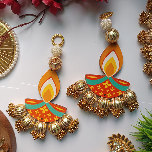 Diya & Golden Bead hanging (Pair)