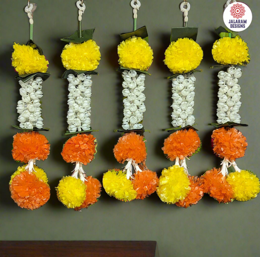 Yellow-Orange Marigold Mini Garland (Pair)