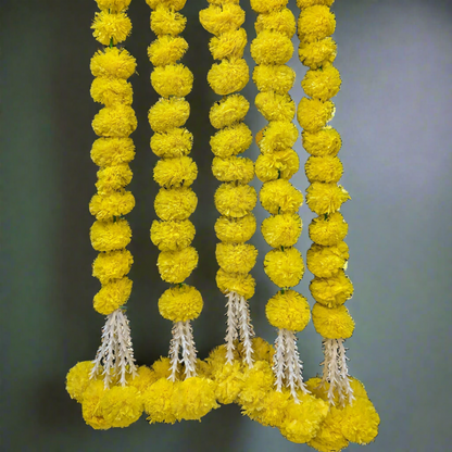 Decorative Lemon Yellow Marigold With Rajnigandha Tassel Dangler