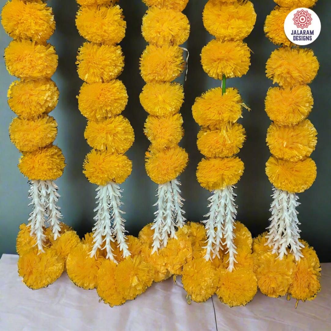 Decorative Mango Yellow Marigold With Rajnigandha Tassel Dangler