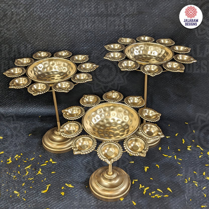 Golden Diya Stand Urli Set