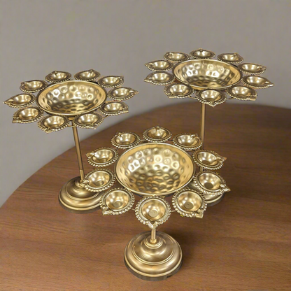 Golden Diya Stand Urli Set