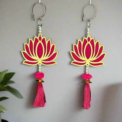 Lotus wall hanging with pom pom (Pair)