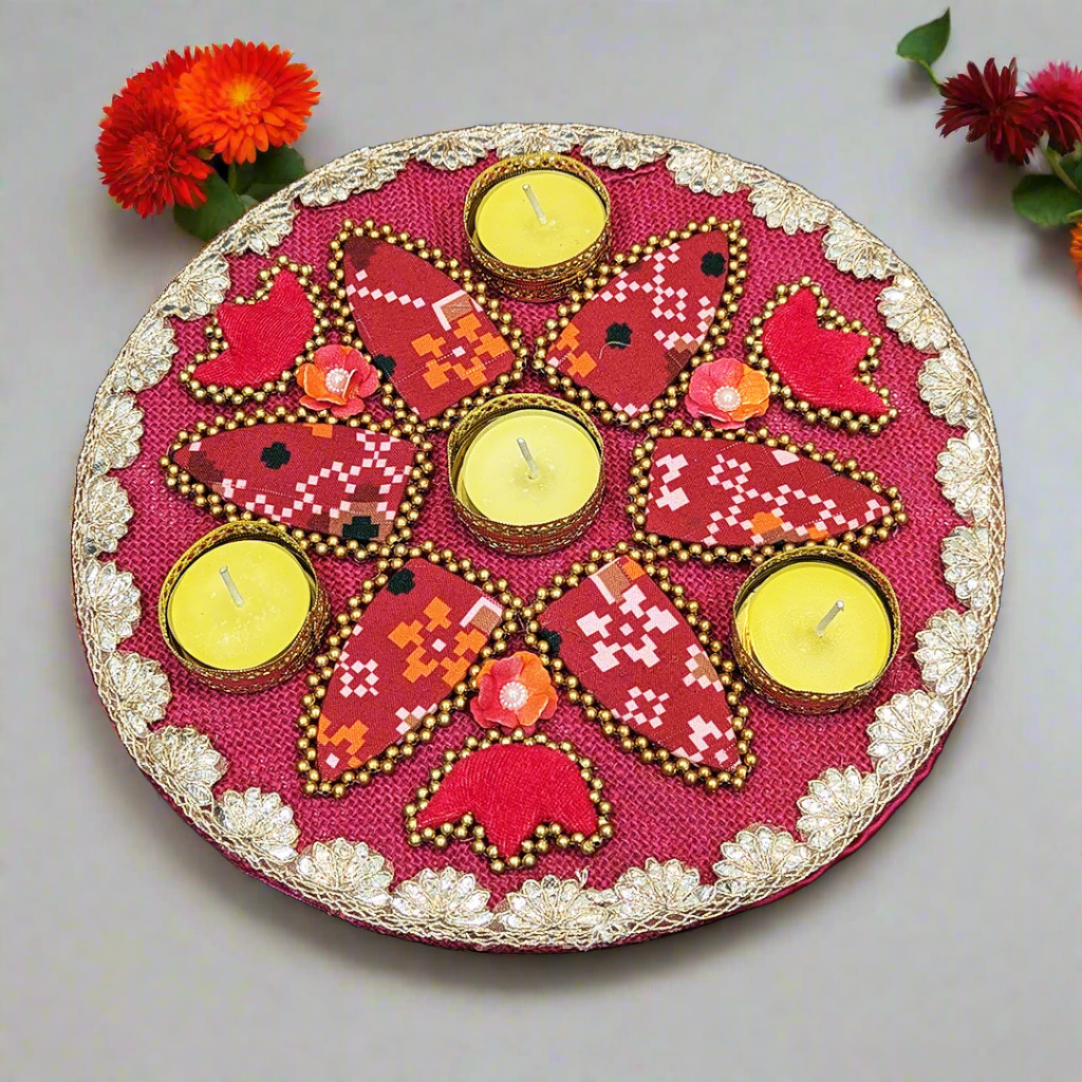 Flower Diya Platter