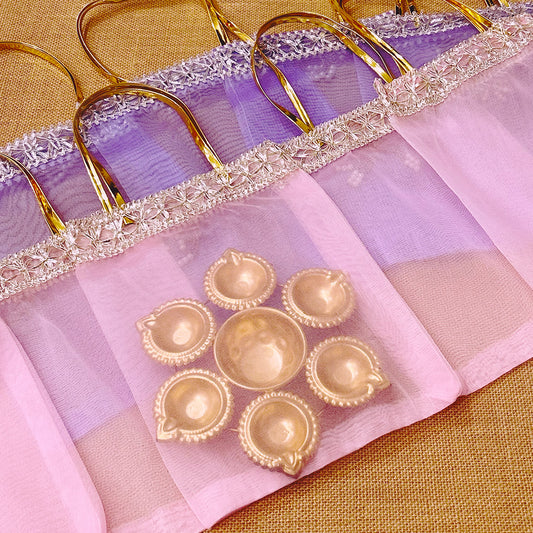Tissue Organza Bag & Diya Urli Combo | Festive Gift Set for Diwali & Pooja