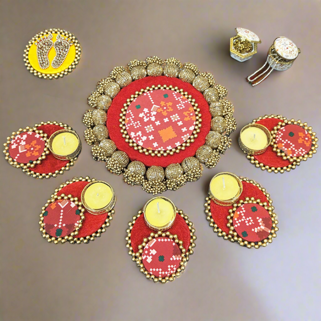 Red Patola Rangoli Set (6 pc Set)