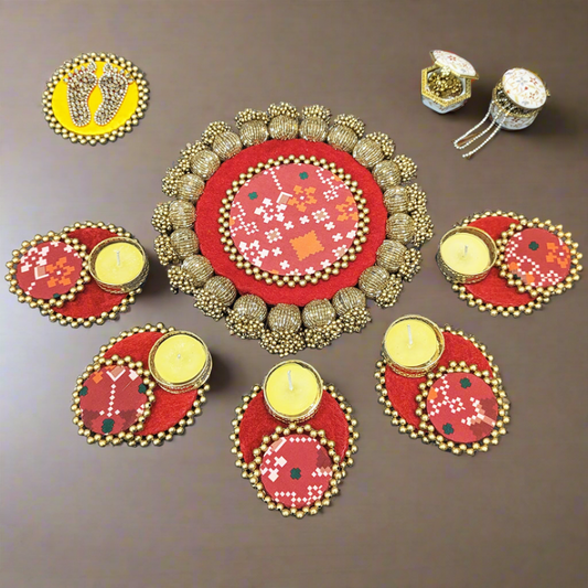 Red Patola Rangoli Set (6 pc Set)