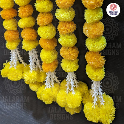 Decorative Lemon Yellow - Mango Yellow Marigold With Rajnigandha Tassel Dangler