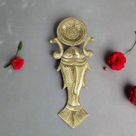 Brass Pooja Spoon Twin Fish design