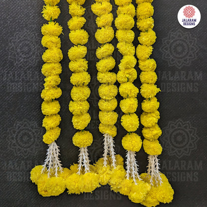 Decorative Lemon Yellow Marigold With Rajnigandha Tassel Dangler