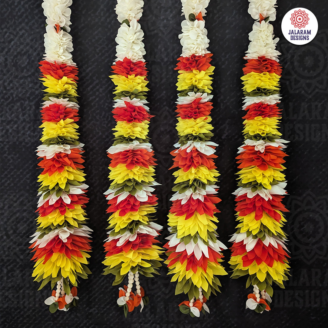 Fabric Garlands Yellow - Orange - White (Pair)