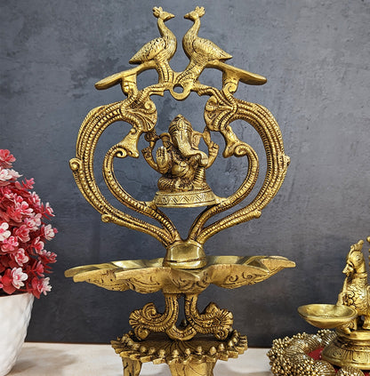 Modern Brass  Ganesha Idol with Diya