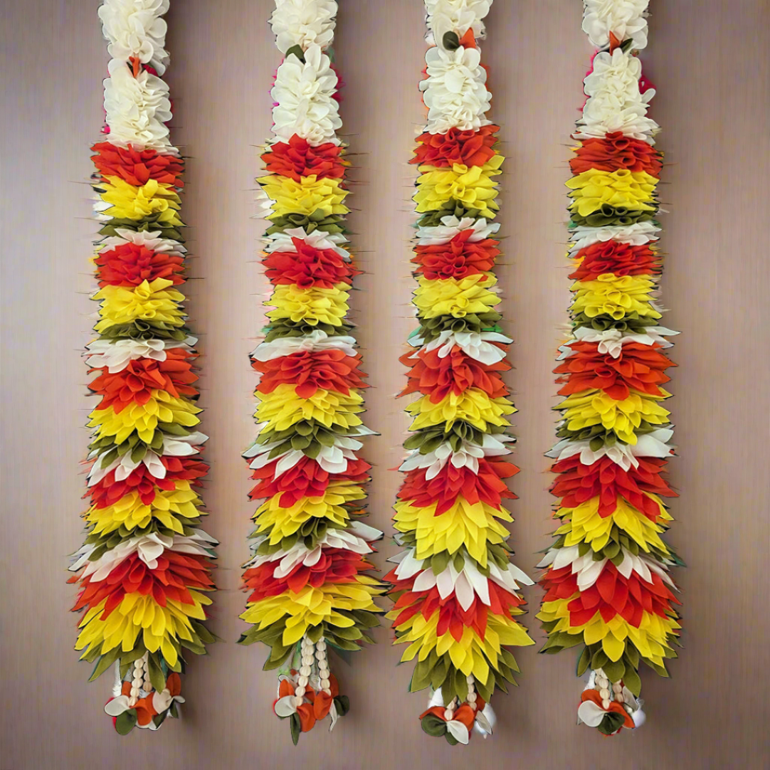 Fabric Garlands Yellow - Orange - White (Pair)