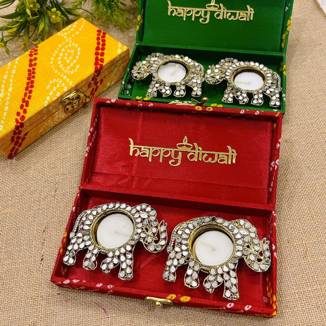 Diwali Hamper 2 | Elephant Mirror Diya Diwali Hamper