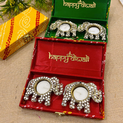 Diwali Hamper 2 | Elephant Mirror Diya Diwali Hamper