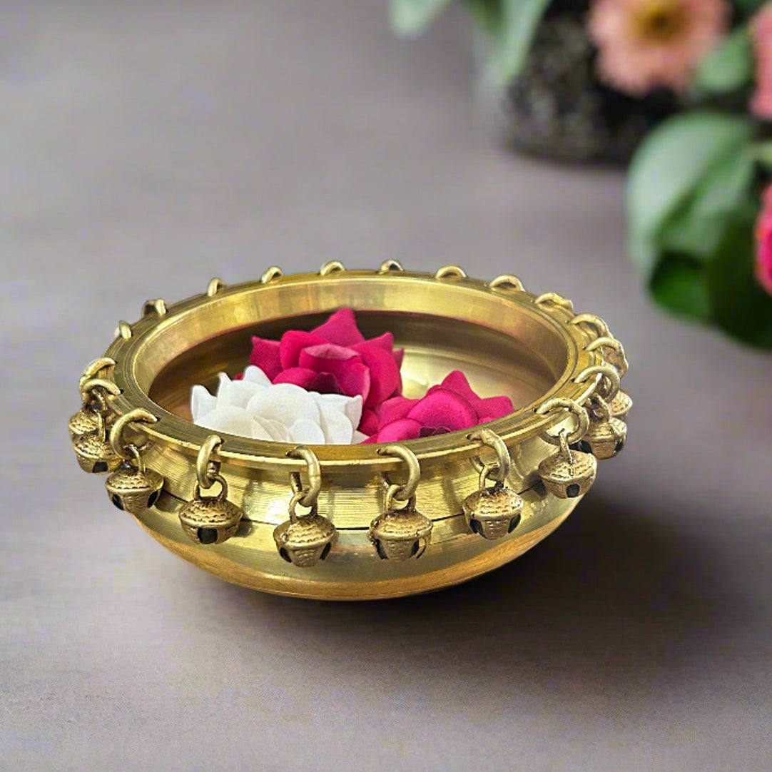 Brass Urli Traditional Bowl with Bells