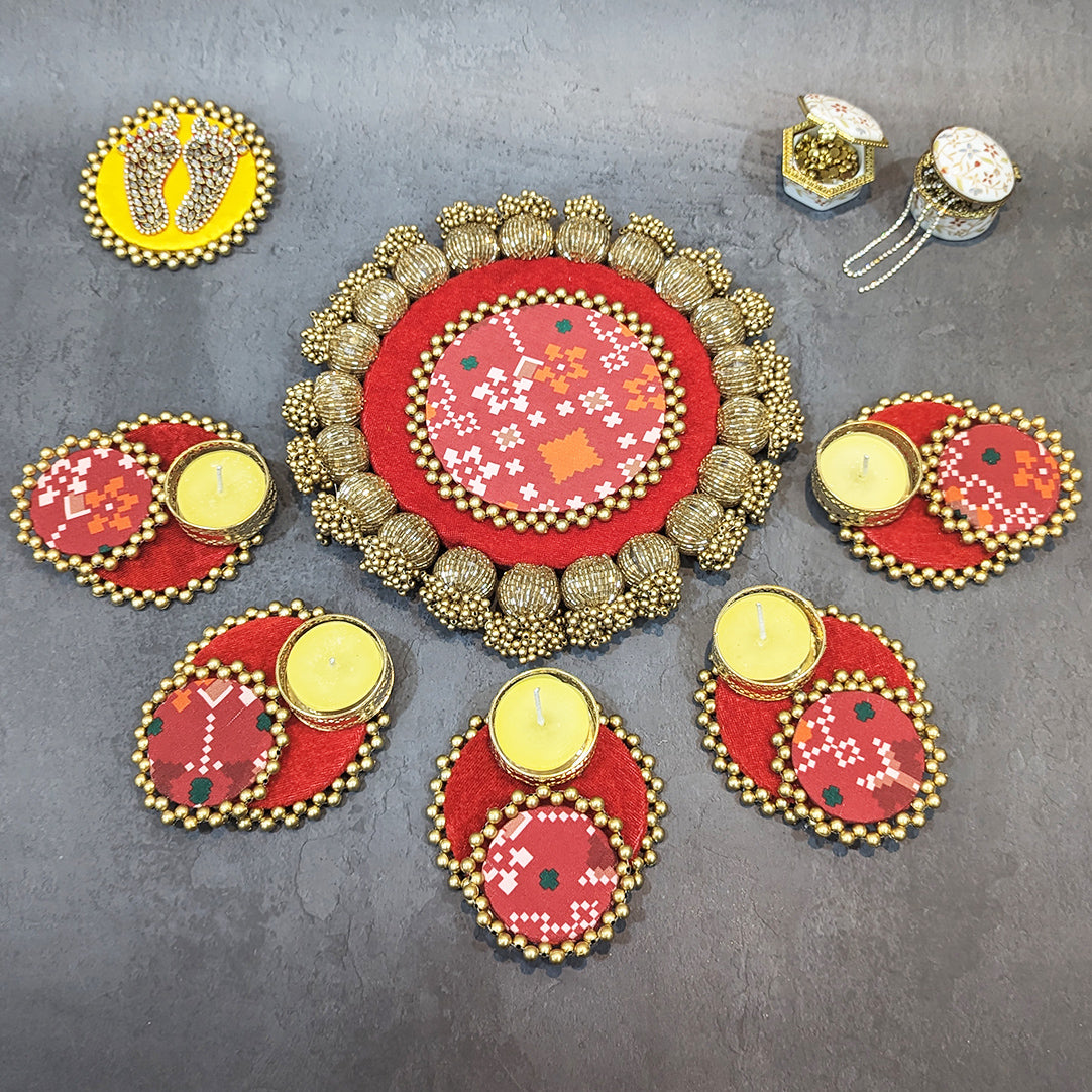 Red Patola Rangoli Set (6 pc Set)