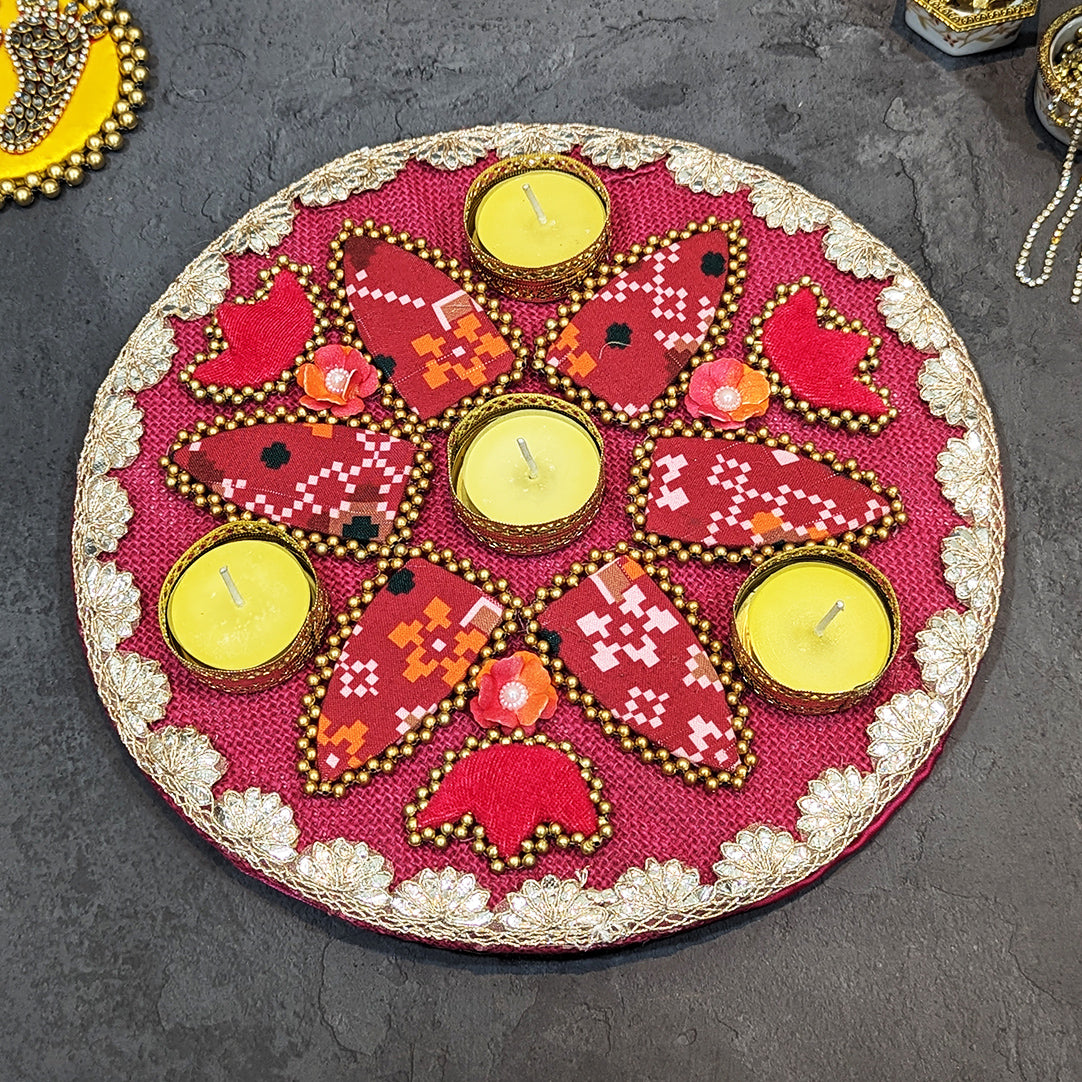 Flower Diya Platter