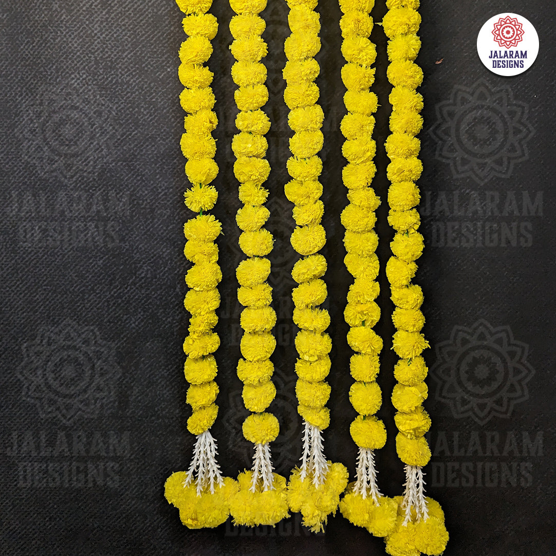 Decorative Lemon Yellow Marigold With Rajnigandha Tassel Dangler