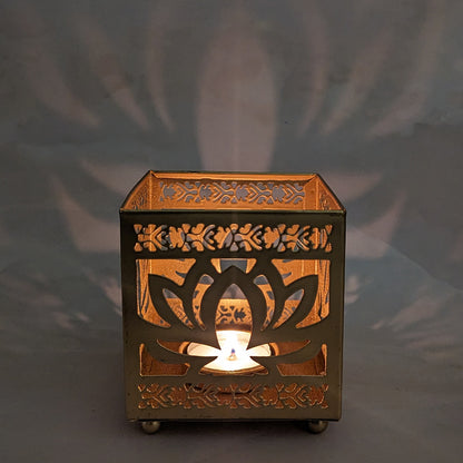 Metal Lotus Shadow Diya