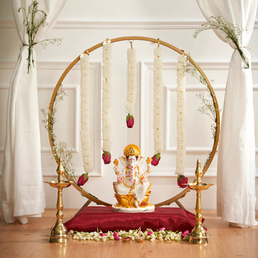 Circular Backdrop Stand for Christmas, Wedding, Ring ceremony, Birthday, Baby Shower, Diwali, Ganpati , Janmashtami, Laxmi Pooja