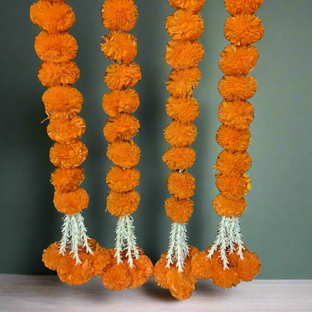 Decorative Orange Marigold With Rajnigandha Tassel Dangler