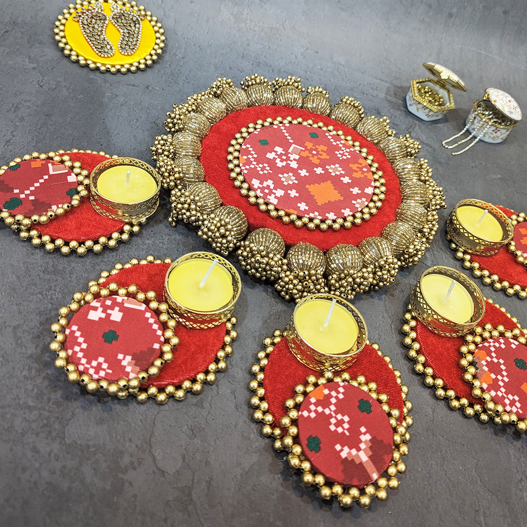 Red Patola Rangoli Set (6 pc Set)