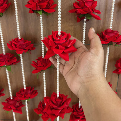 Red Rose and White Pearl Decorative Garland/Stream for Ganesh,Navratra, Diwali and Other Festivals and Occasions