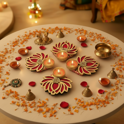 (Set Of 5) Lotus Ring Tea-Light