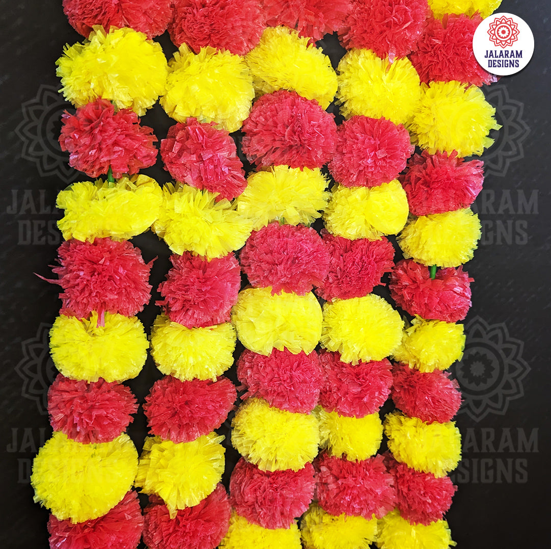 Yellow - Red Marigold Flower Festive Danglers