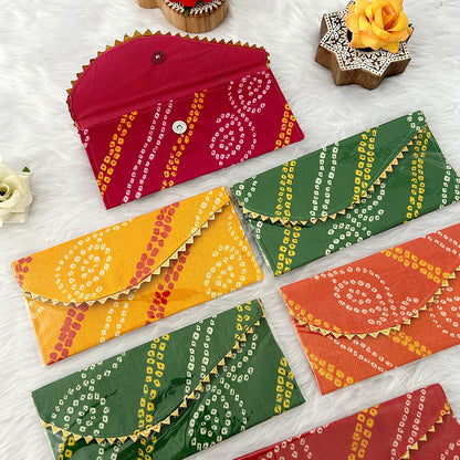 Traditional Bandhej Gifting Envelope | Return Gift envelope for Wedding, Haldi, Mehndi, Diwali | Indian Favor Bag |Festive Gift Bag
