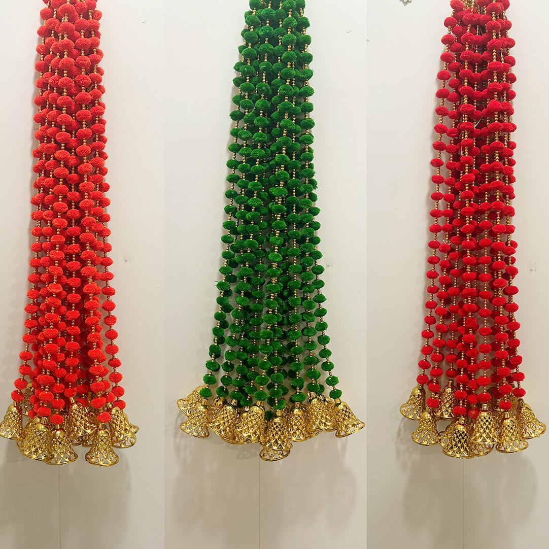 Pompom Hanging with Bells (Pair)